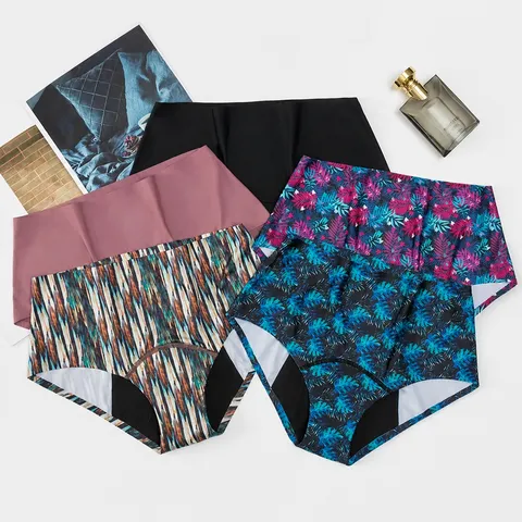 Women's Sexy Floral Bikini Bottoms High Waist Swim Trunks Patchwork Briefs Swimwear Summer Beach Bathing Suit