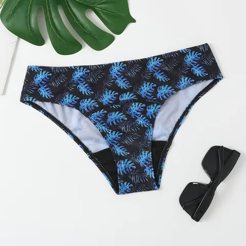Women's Sexy Floral Bikini Bottoms High Waist Swim Trunks Patchwork Briefs Swimwear Summer Beach Bathing Suit