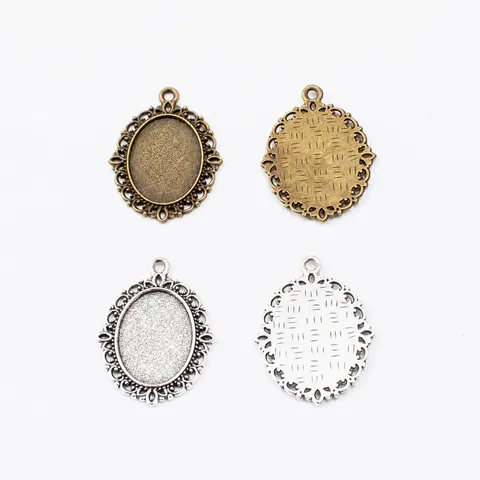 DIY Alloy Angel Wings Photo Locket Base Tray Pendant Hollow Crystal Glass Cabochon Jewelry Making Findings