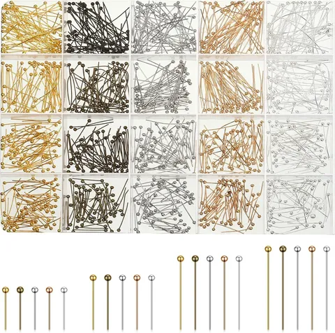 Copper Ball Headpins Round Head Beading Pins DIY Jewelry Making Findings Craft Accessories Multiple Sizes
