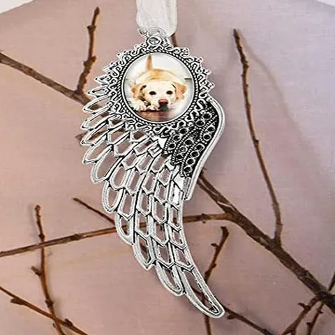 DIY Alloy Angel Wings Photo Locket Base Tray Pendant Hollow Crystal Glass Cabochon Jewelry Making Findings