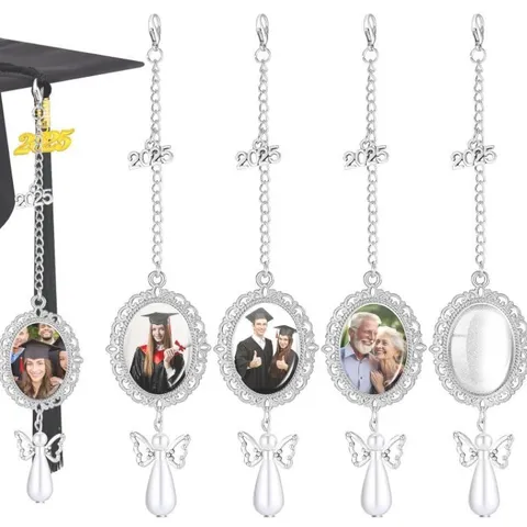 Graduation Memorial Photo Tray Pendant Alloy Oval Photo Frame Cap Brim Tassel Charm DIY Graduation Season Jewelry Gift