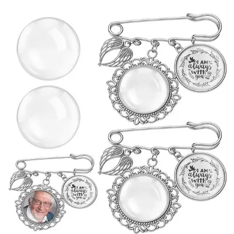 DIY Alloy Brooch Pin Blank Photo Frame Tray Time Gem Base Wedding Bouquet Memorial Jewelry Making Accessories