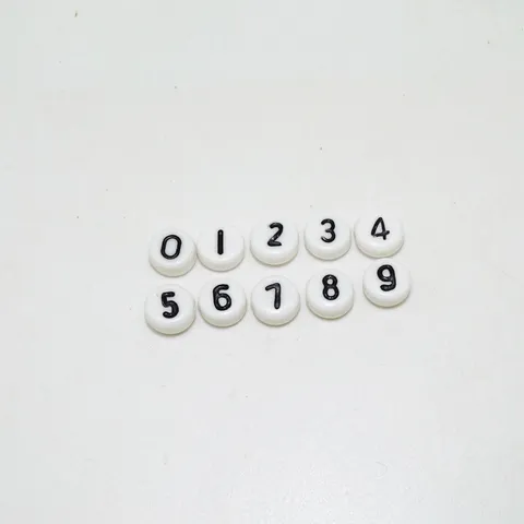 DIY Acrylic Number Beads Round Printed Digital Loose Beads For Bracelet Necklace Jewelry Making