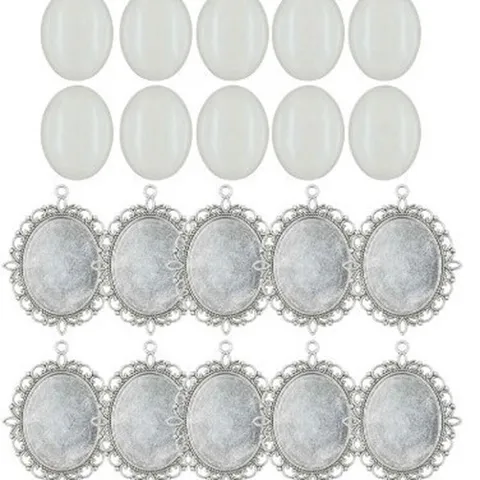 DIY Ovale Gemstone Vassoio Lega Gioielli Componenti Vintage Lunetta Ciondolo Base Con Cabochon in Vetro Accessori Artigianali