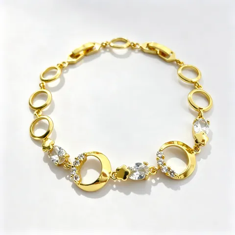 Bracciale in Zirconia a Catena Rotonda Geometrica Placcata Oro Stile Foresta Coreana Gioielli Regalo Braccialetto di Fascino della Moda Quotidiana dell'Intarsio Minimalista di Zirconia per le Donne