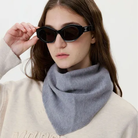 Women Cashmere Wool Blend Knitted Triangle Scarf Solid Color Elegant Shawl Neck Warmer Soft Autumn Winter Wrap Scarf