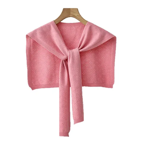 Knitted Hollow Out Shawl Women Men Viscose Fiber Neck Protector Simple Solid Color Wrap Air Conditioned Room Wrap