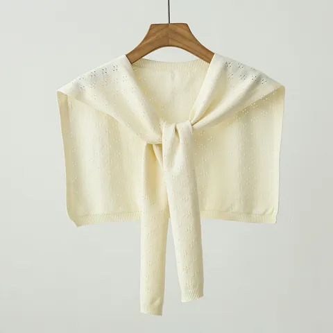 Knitted Hollow Out Shawl Women Men Viscose Fiber Neck Protector Simple Solid Color Wrap Air Conditioned Room Wrap