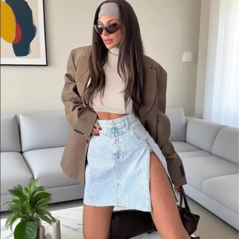Women's High Waist Irregular Denim Skirt Casual Zipper Short Skirts European Style Fashion Apparel Ladies Bottoms