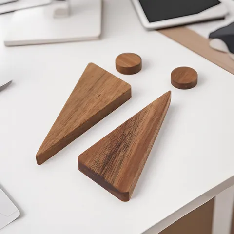 Kreatives Massivholz Badezimmer Schild Modern Minimalistisch Dreieck Geometrisches Toilettenschild Türplakette Für Büro Haus Wanddekoration