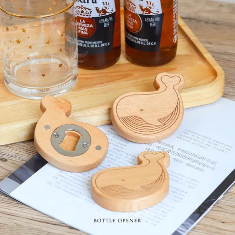 Walform Flaschenöffner Aus Holz Magnetischer Kühlschrankmagnet Kreativer Tier Bierdeckelentferner Souvenir Geschenk Bar Zubehör