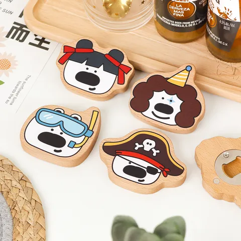 Cartoon Hund Pirat Taucher Holz Flaschenöffner Magnetisch Kühlschrankmagnet Tragbarer Bieröffner Küche Bar Deko Werkzeug