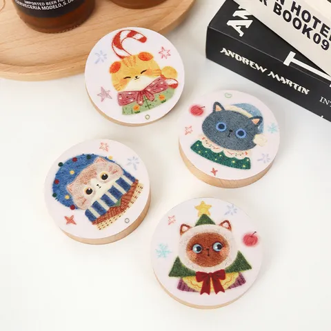Kreativer Weihnachts Katze Holz Flaschenöffner Multifunktionaler Magnetischer Kühlschrankmagnet Für Bierflaschenöffner Heimküche Dekoration Geschenk