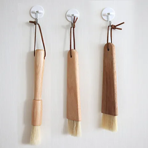 Acacia Wood Handle Bristle Basting Brush Kitchen Baking Pastry Oil Brush Coffee Grinder Cleaning Tool Cooking Gadget