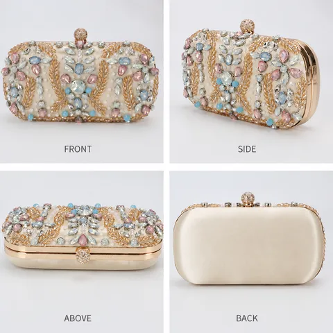 Luxury Rhinestone Evening Bag Handmade Beaded Chain Shoulder Bag Elegant Women Banquet Clutch Purse For Wedding Party