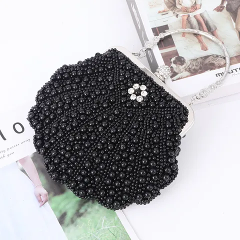 Handmade Pearl Beaded Evening Bag Women Shell Clutch Bag Wedding Party Prom Purse Designer Elegant Handbag