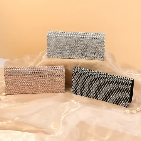 Women Rhinestone Evening Bag Elegant Sparkly Clutch Purse Luxury Party Banquet Shoulder Crossbody Bag With Metal Chain