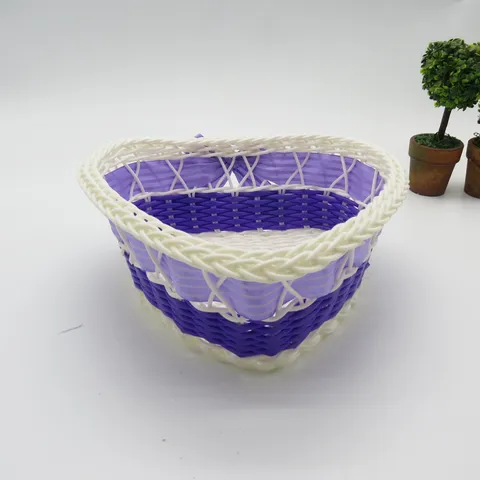 Panier de Rangement en Plastique Tissé Organisateur de Bureau Boîte de Rangement avec Nœud pour Bureau Maison