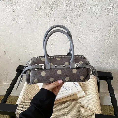 Women's Casual Polka Dot Shoulder Bag PU Leather Retro Underarm Bag Chic Commuter Bag Large Small Handbag