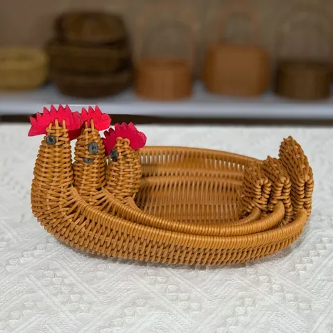 Creative Animal Shaped Woven Fruit Basket Imitation Rattan Plastic Snack Storage Basket Living Room Home Decor