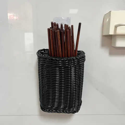 Cesta de Almacenamiento Colgante de Ratán Plástico Cocina Ajo Jengibre Organizador Colgante Baño Caja de Almacenamiento