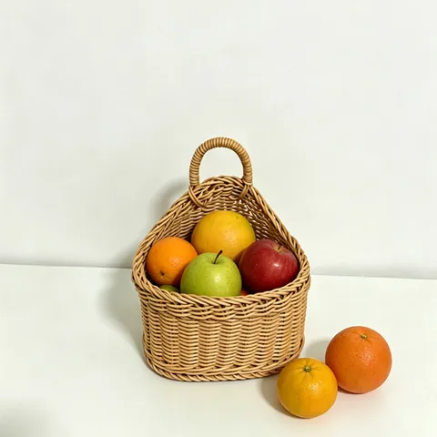 Cesta de Almacenamiento Colgante de Pared de Plástico Tejido Organizador para Cocina