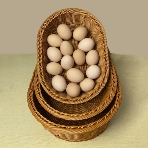 Simulated Rattan Bread Fruit Snack Supermarket Display Basket Desktop Storage Organizer Woven Storage Basket
