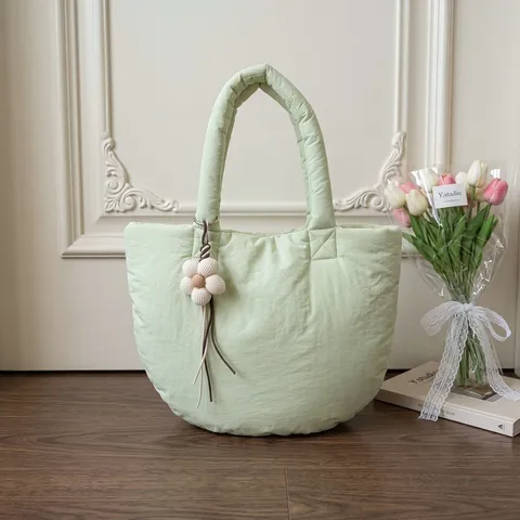Damen Casual Stoff Wolke Tote Bag Süße Nähte Puffer Handtasche Stilvolle Unterarm Schultertasche Für Den Täglichen Pendelverkehr