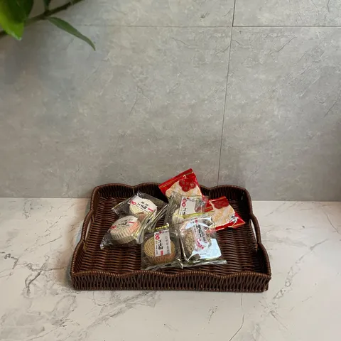 Handmade Woven Imitation Rattan Bread Basket Fruit Storage Tray Kitchen Vegetable Draining Basket Rectangular