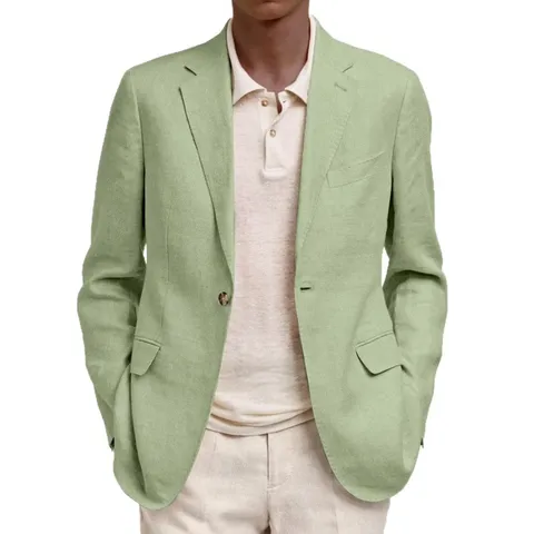 Men's Business Casual Suit Jacket Slim Fit Long Sleeve Lapel Single Button Solid Color Spring Autumn Outerwear Blazer