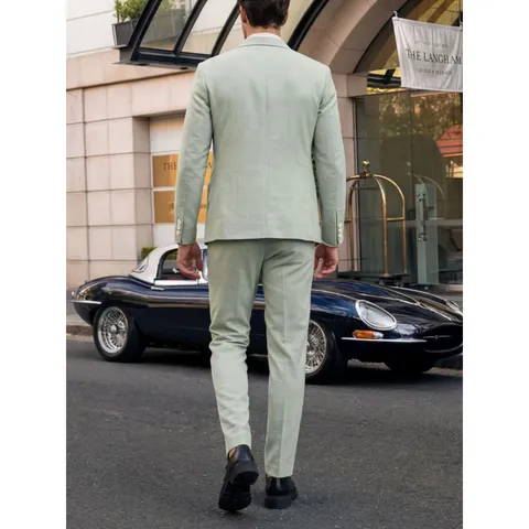 Men Business Suit Set Single Breasted Notch Lapel Blazer And Trousers Casual Wedding Party Suit Solid Color