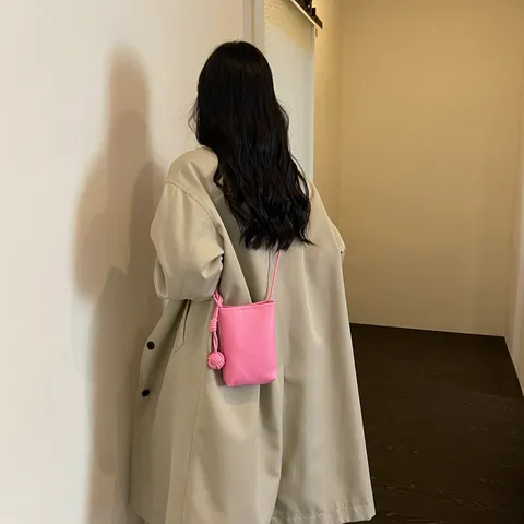 Borsa a Tracolla Minimalista in Pelle PU Elegante Tinta Unita Piccola Porta Cellulare Con Dettaglio di Nodo Tracolla Mini Borsa Quadrata Verticale da Donna Casual Quotidiano