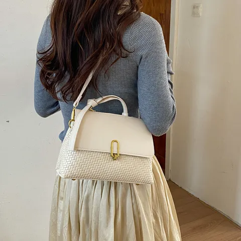 Retro Plegmeno Patchwork Gynaikeia Tsanta Omou Minimalistiko PU Derma Casual Crossbody Handbag Megali Horitikotita