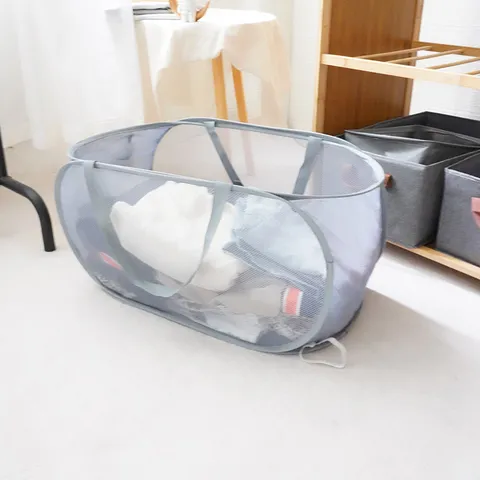 Cesta de Ropa Plegable Portátil Gran Capacidad Cesto de Ropa de Malla Organizador de Almacenamiento de Ropa Transpirable Para Baño Dormitorio