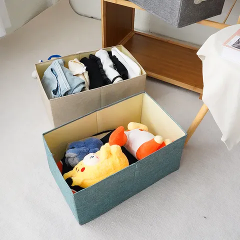 Foldable Fabric Storage Box Large Capacity Linen Storage Bin With Handles Wardrobe Organizer For Clothes Toys