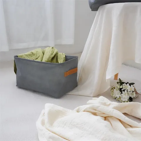 Thickened Non-Woven Fabric Storage Box Foldable Closet Organizer Bin With Handles For Clothes And Sundries Home