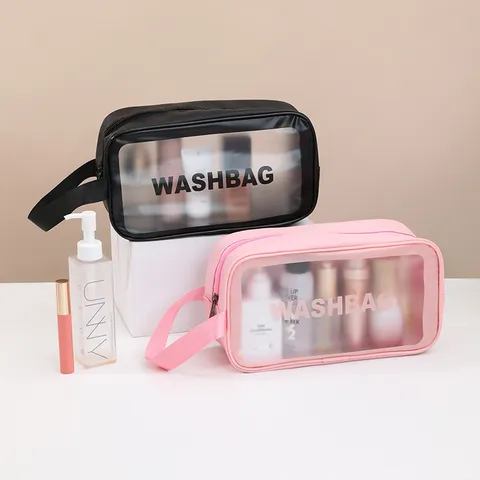 Trousse de Maquillage Imperméable en PVC Portable Organisateur de Toilette Transparent Sac de Rangement de Maquillage à Main Pour Femmes