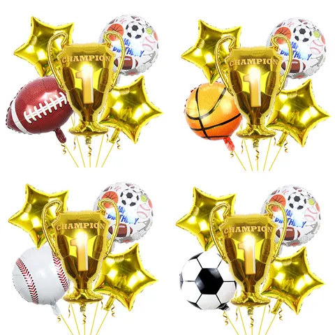 Set di Palloncini Tema Sport Trofeo Palloncini in Alluminio Calcio Pallacanestro Decorazioni per Feste Compleanno