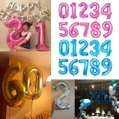 Groot Nummer Aluminiumfolie Ballon Mylar Ballonnen Metallisch Glanzend Verjaardag Feest Bruiloft Viering Decoratie
