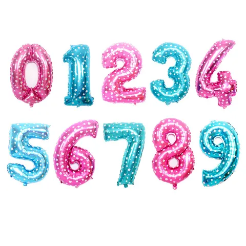Digital Foil Balloons Pink Blue Star Heart Printed Aluminum Film Balloons For Birthday Party Festival Celebration Decor