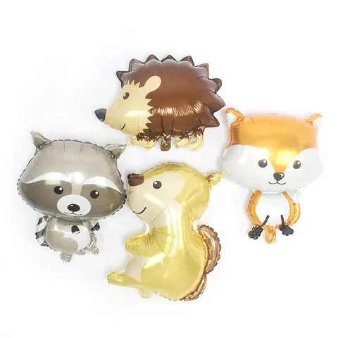 Forest Animals Aluminum Foil Balloons Cartoon Hedgehog Fox Squirrel Raccoon Helium Balloon Birthday Party Decor