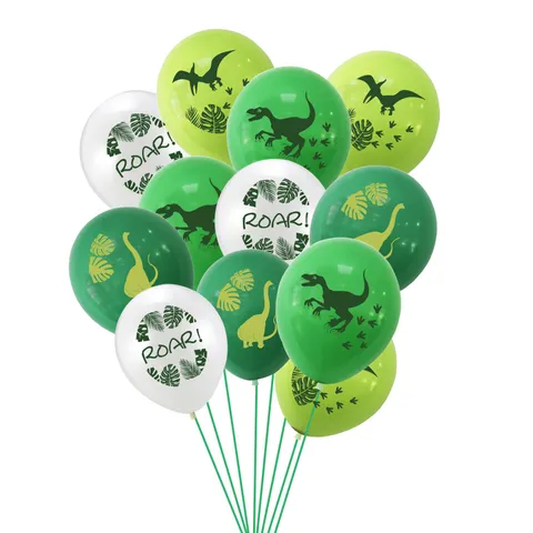 Dinosaur Theme Latex Balloons Set Printed Green Balloons For Kids Birthday Party Decorations Event Supplies