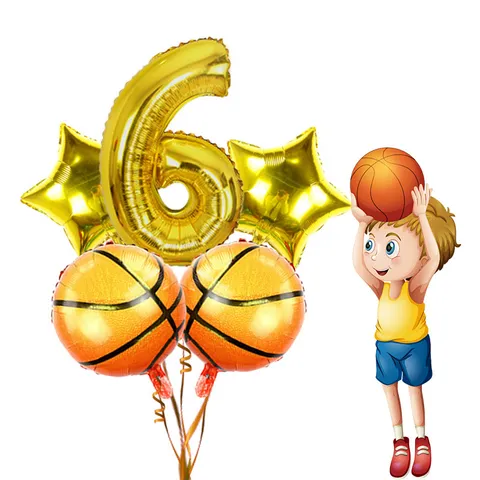 Basketball Theme Party Aluminum Foil Balloon Set Digital Star Balloons Boy Birthday Party Background Decoration