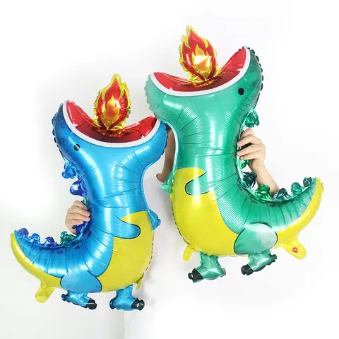 Large Dinosaur Aluminum Foil Balloon Head Up Fire Breathing Dragon Balloon For Kids Birthday Party Decoration