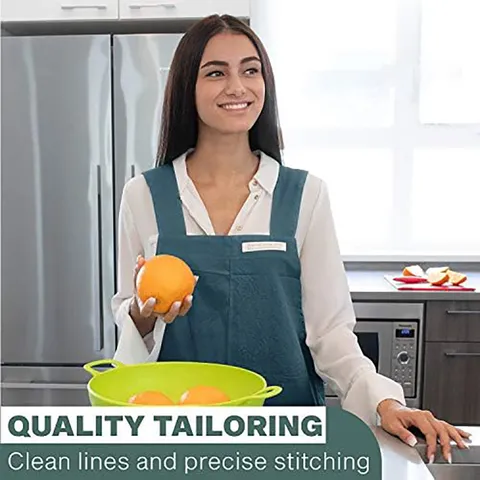 Tablier en Coton Lin Dos Croisé Tabliers Bavette Avec Grandes Poches Cuisine Cuisson Fleuriste Café Vêtement Travail Pour Femmes