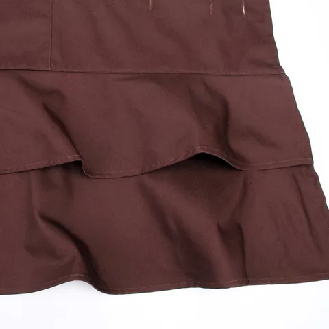 Korean Style Fashion Solid Color Polyester Apron With Ruffle Hem Pockets For Women Cafe Kitchen Cleaning Work Wear