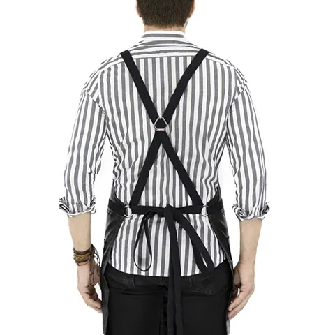 Cross Strap Canvas Work Apron With Pockets Adjustable Metal Buckle Heavy Duty Chef Apron For Woodworking Cafe And Florist