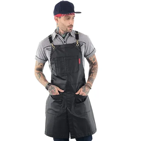 Cross Strap Canvas Work Apron With Pockets Adjustable Metal Buckle Heavy Duty Chef Apron For Woodworking Cafe And Florist