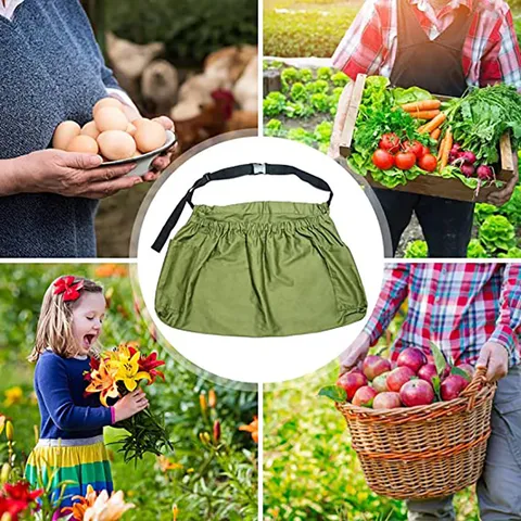 Canvas Fruit Picking Apron Large Capacity Garden Harvest Apron Waterproof Vegetable Gathering Apron Work Apron